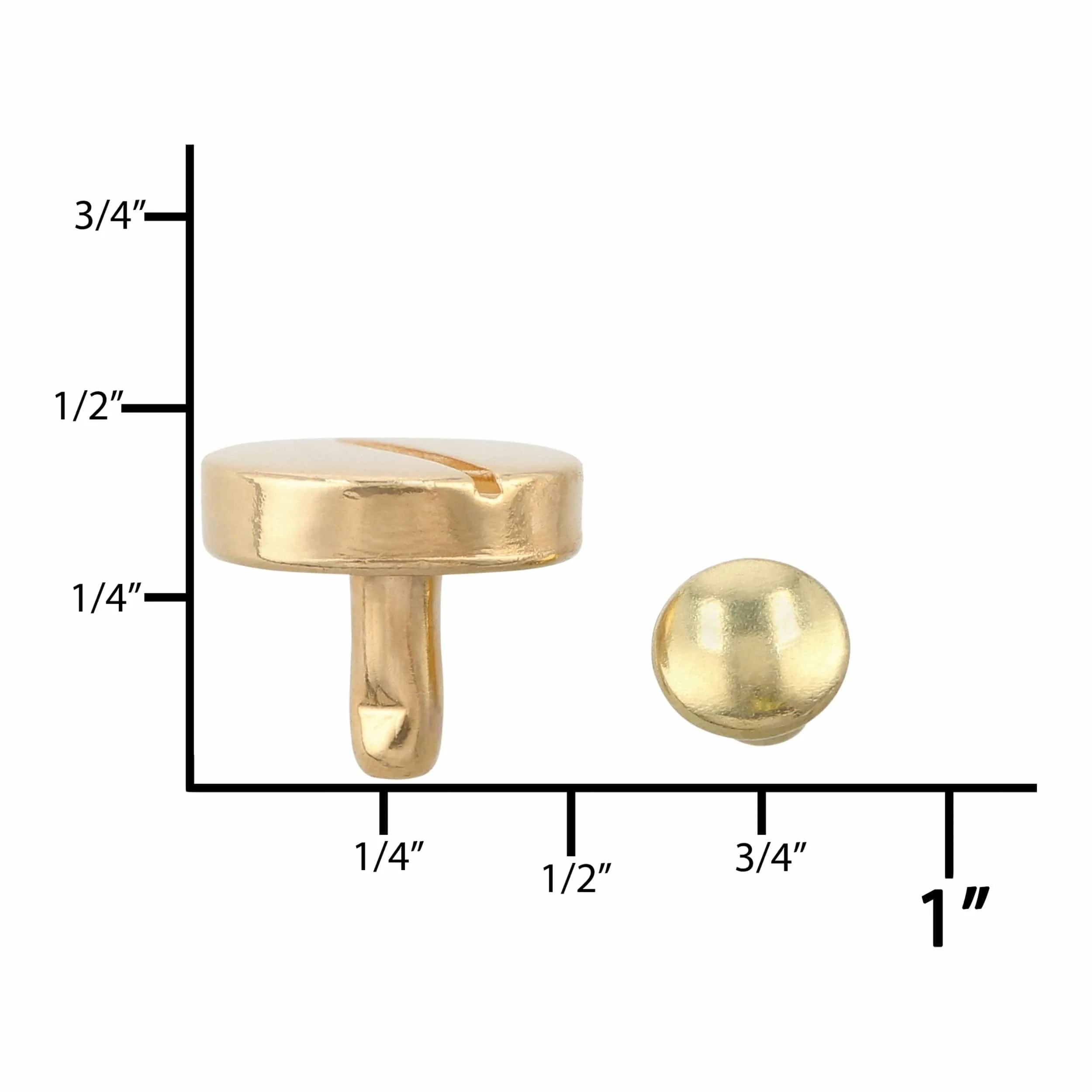 11mm Shiny Gold, Flat Screw Top Rivet Stud, Steel, #P-2851-GOLD