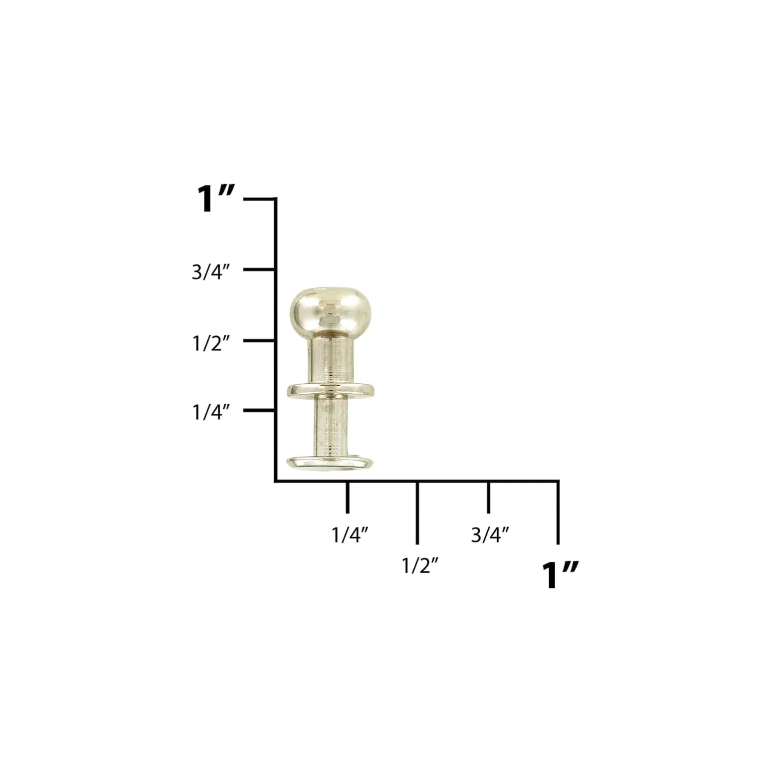 8mm Shiny Nickel, Collar Button Press Stud, Solid Brass, #P-2949-SBN