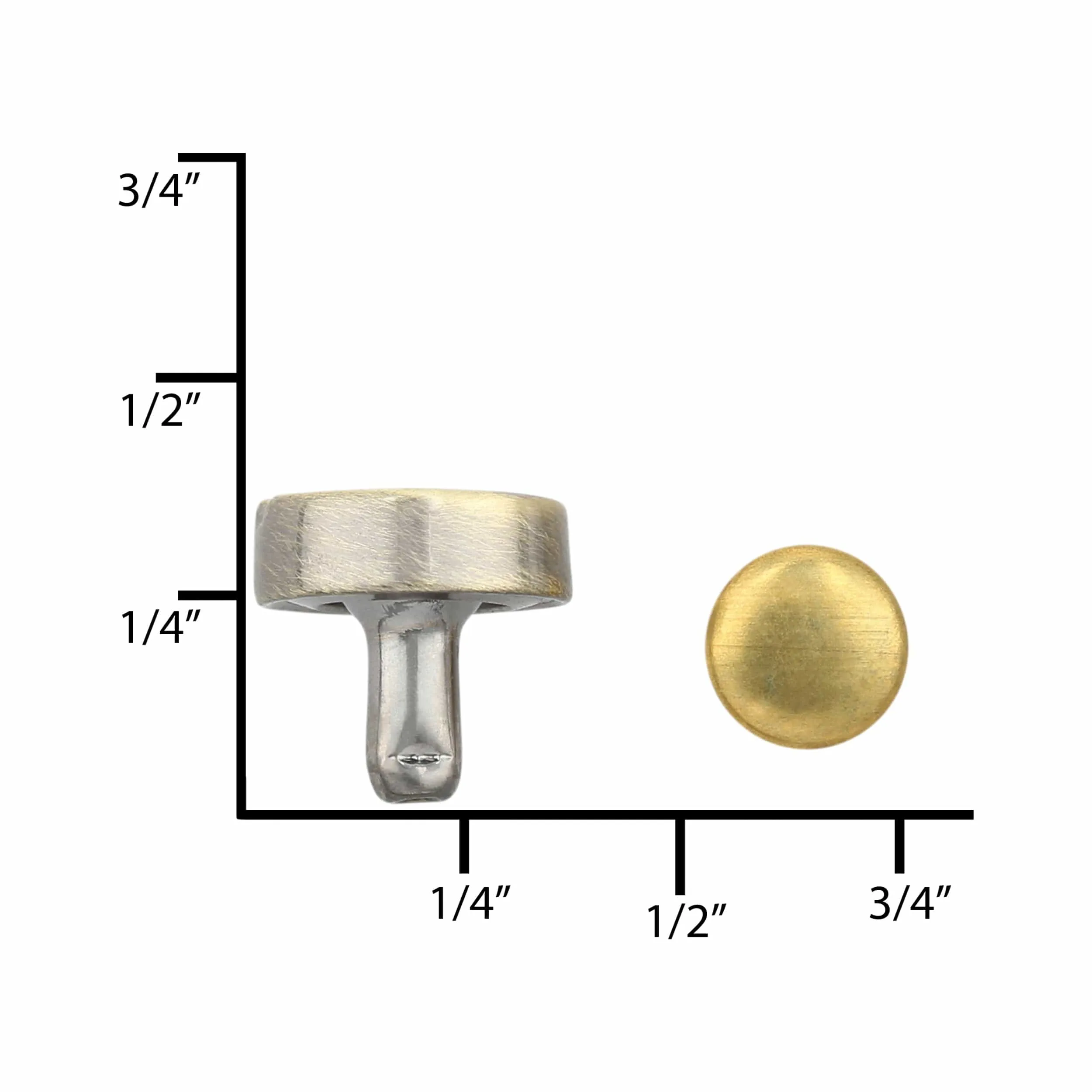 9mm Antique Brass, Flat Screw Top Rivet Stud, Steel - PK5, #P-2852-ANTB