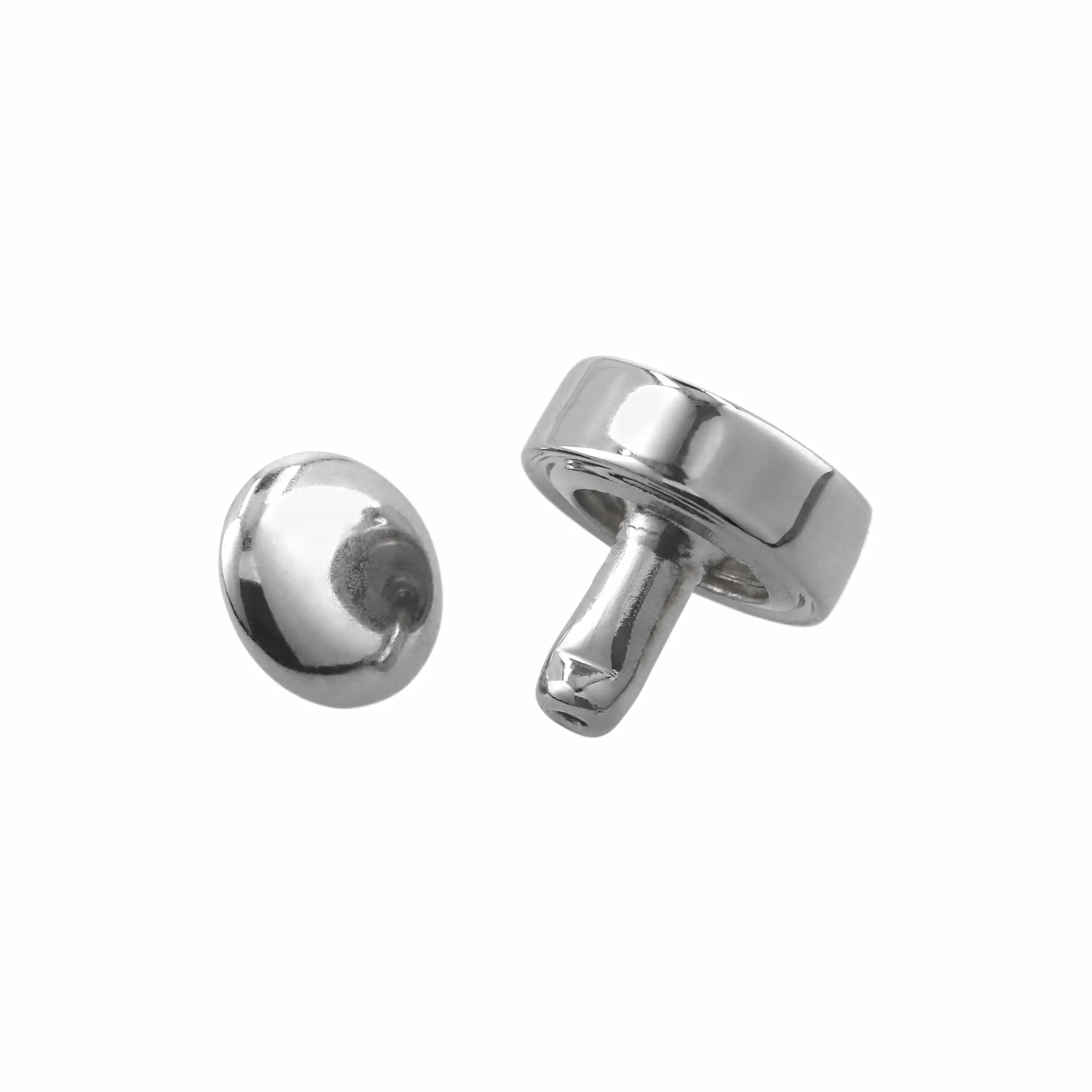 9mm Shiny Nickel, Screw Top Push Stud, Steel-5pk, #P-2852-NIC