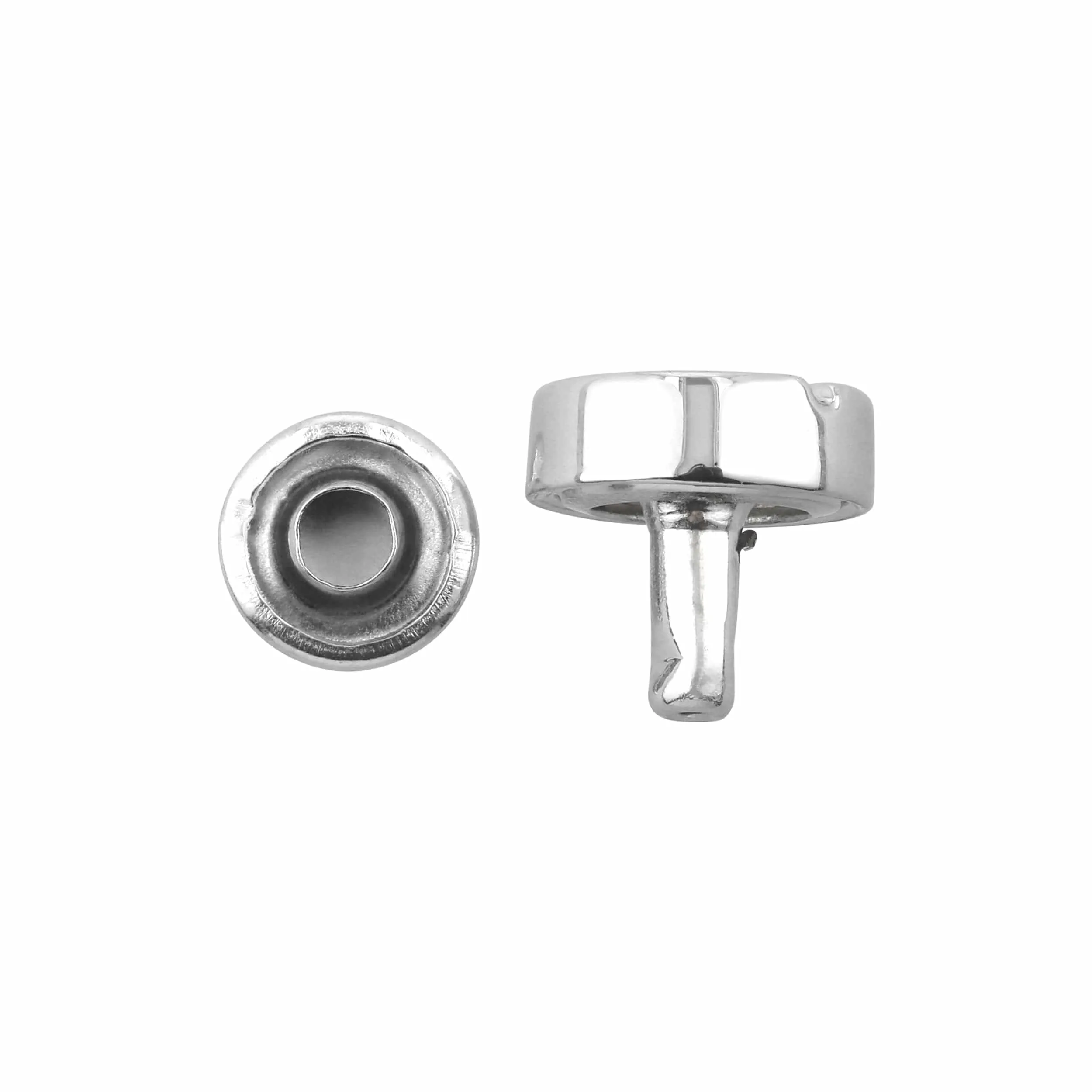 9mm Shiny Nickel, Screw Top Push Stud, Steel-5pk, #P-2852-NIC