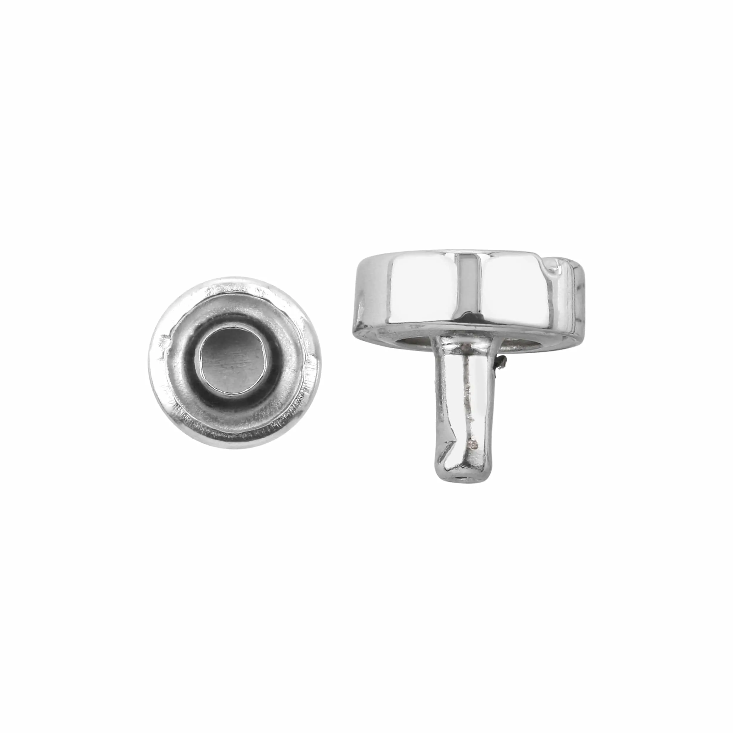 9mm Shiny Nickel, Screw Top Push Stud, Steel-5pk, #P-2852-NIC