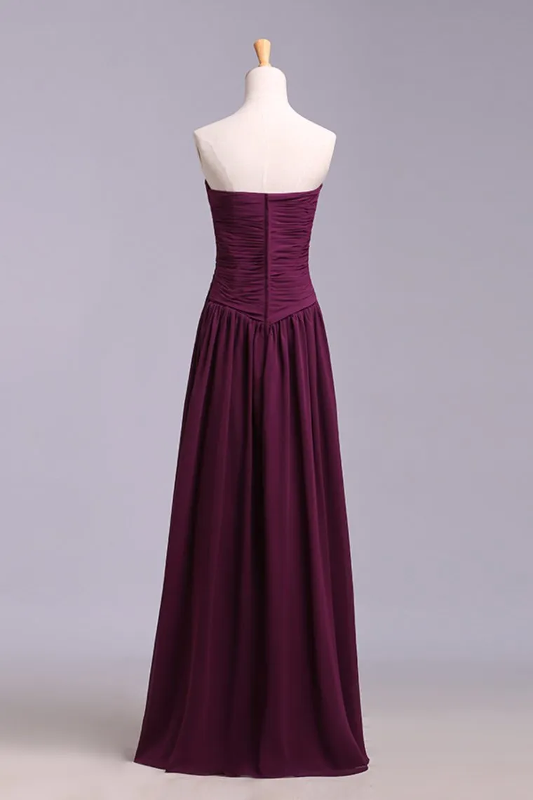 Affordable Bridesmaid Dresses/Prom Dresses A-Line Sweetheart Floor-Length Chiffon Grape