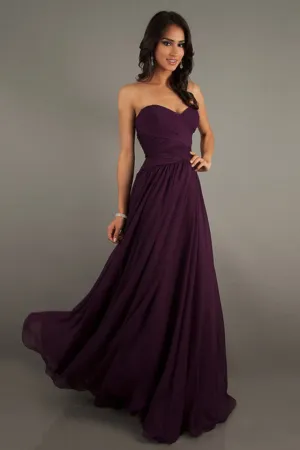 Affordable Bridesmaid Dresses/Prom Dresses A-Line Sweetheart Floor-Length Chiffon Grape