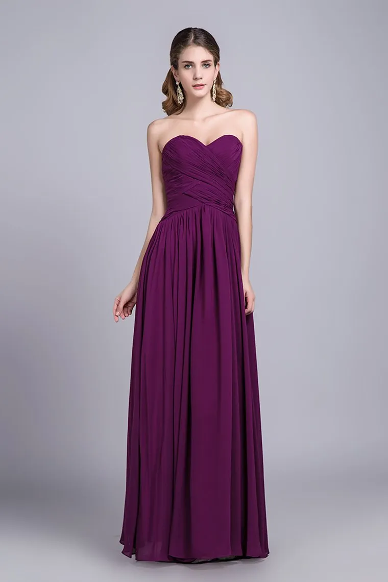 Affordable Bridesmaid Dresses/Prom Dresses A-Line Sweetheart Floor-Length Chiffon Grape