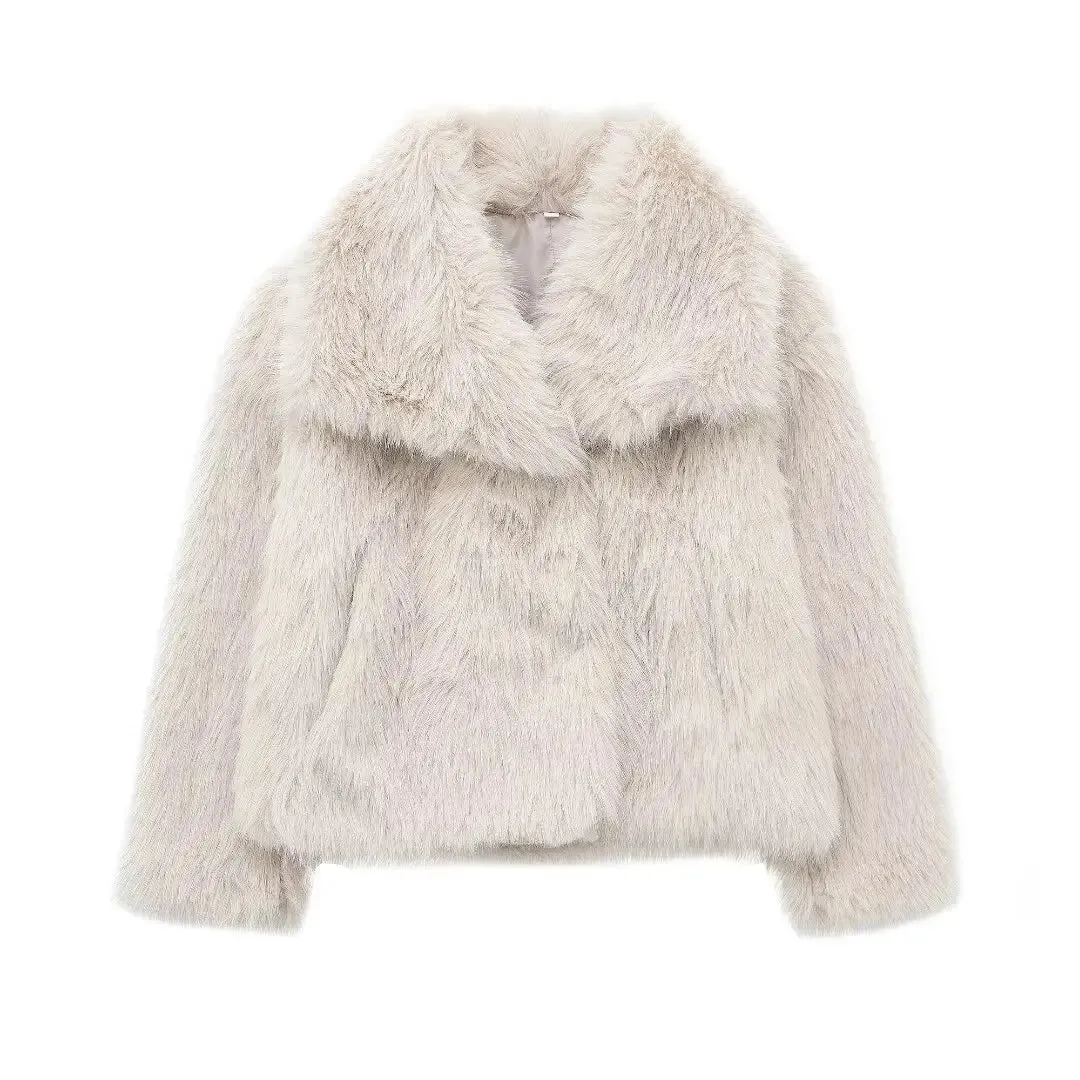 Angela Chic Cropped Faux Fur Jacket Coat Autumn coat fur jacket