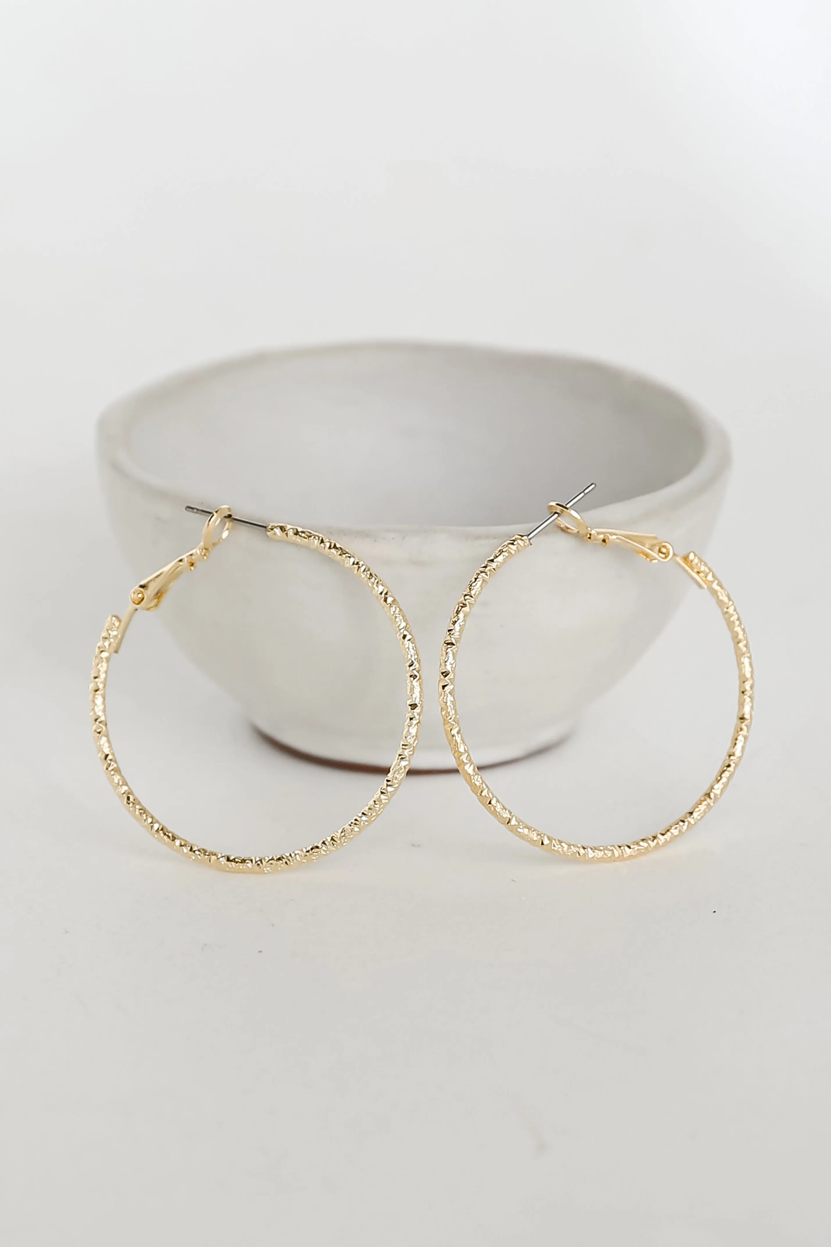 Aubree Gold Textured Hoop Earrings