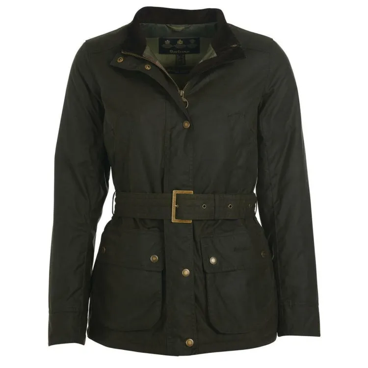 Barbour Ladies Montgomery Wax Jacket - Olive-Classic