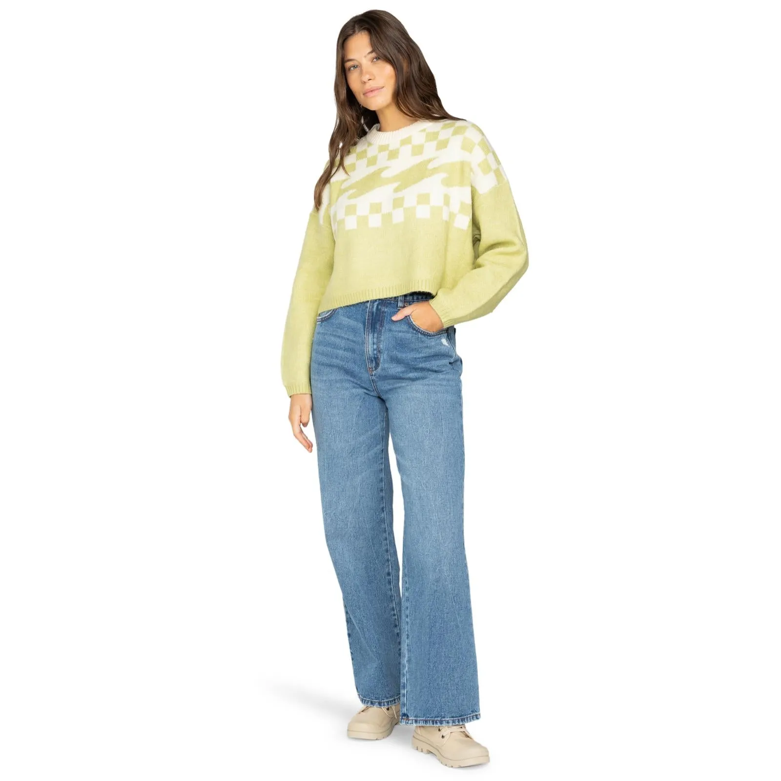 Billabong Womens Palm Forever Relaxed Fit Cropped Jumper