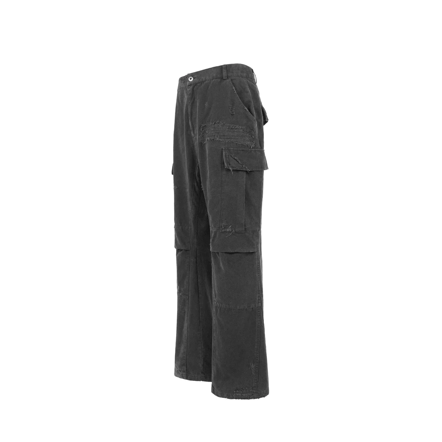 Black Distressed Cargo Pants