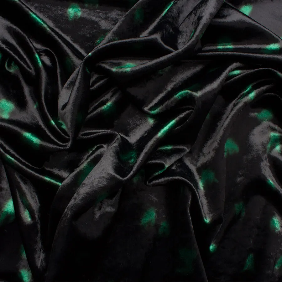 Black/Green Printed Velvet