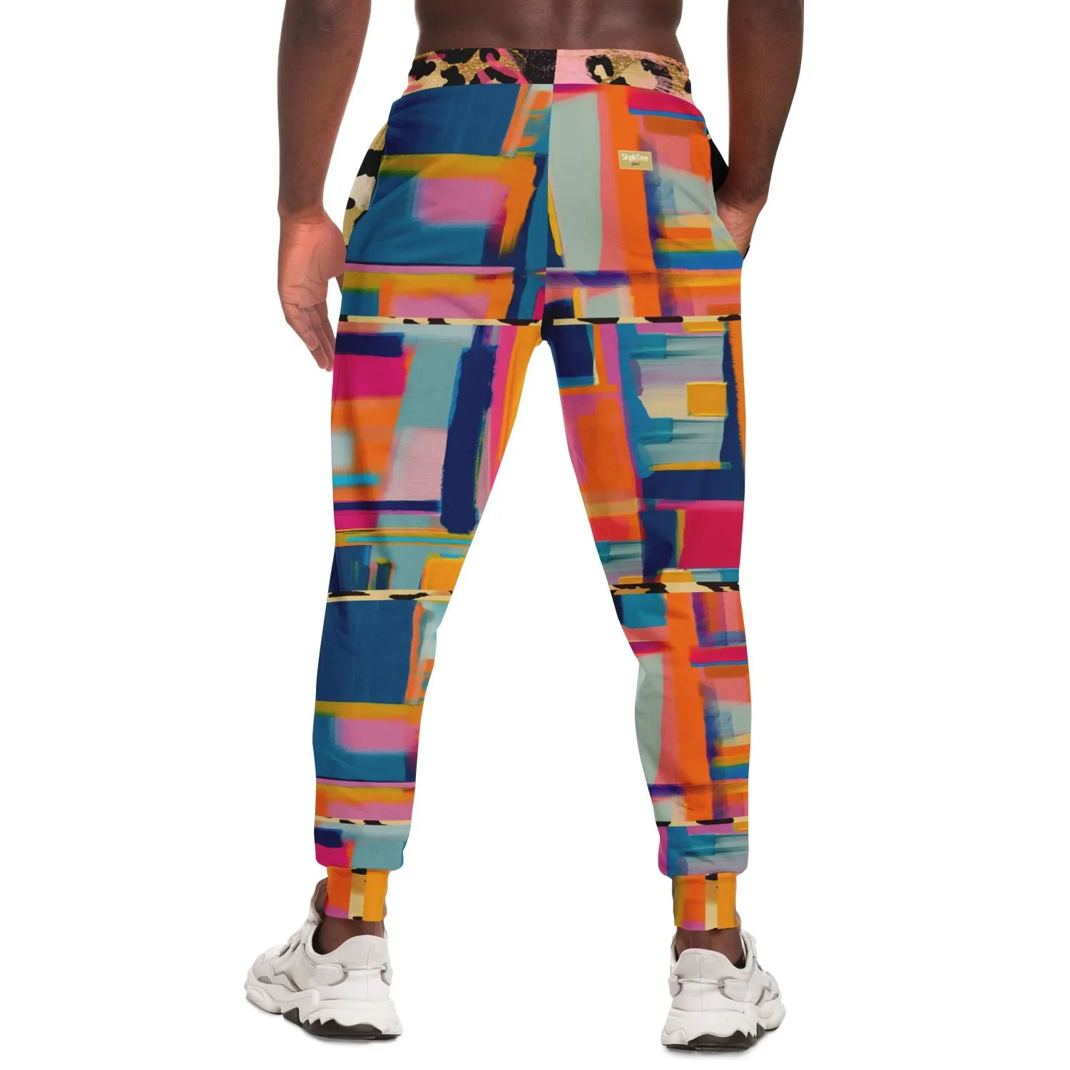 Blue Dragonfly Colorblock Patchwork Eco-Poly Unisex Joggers