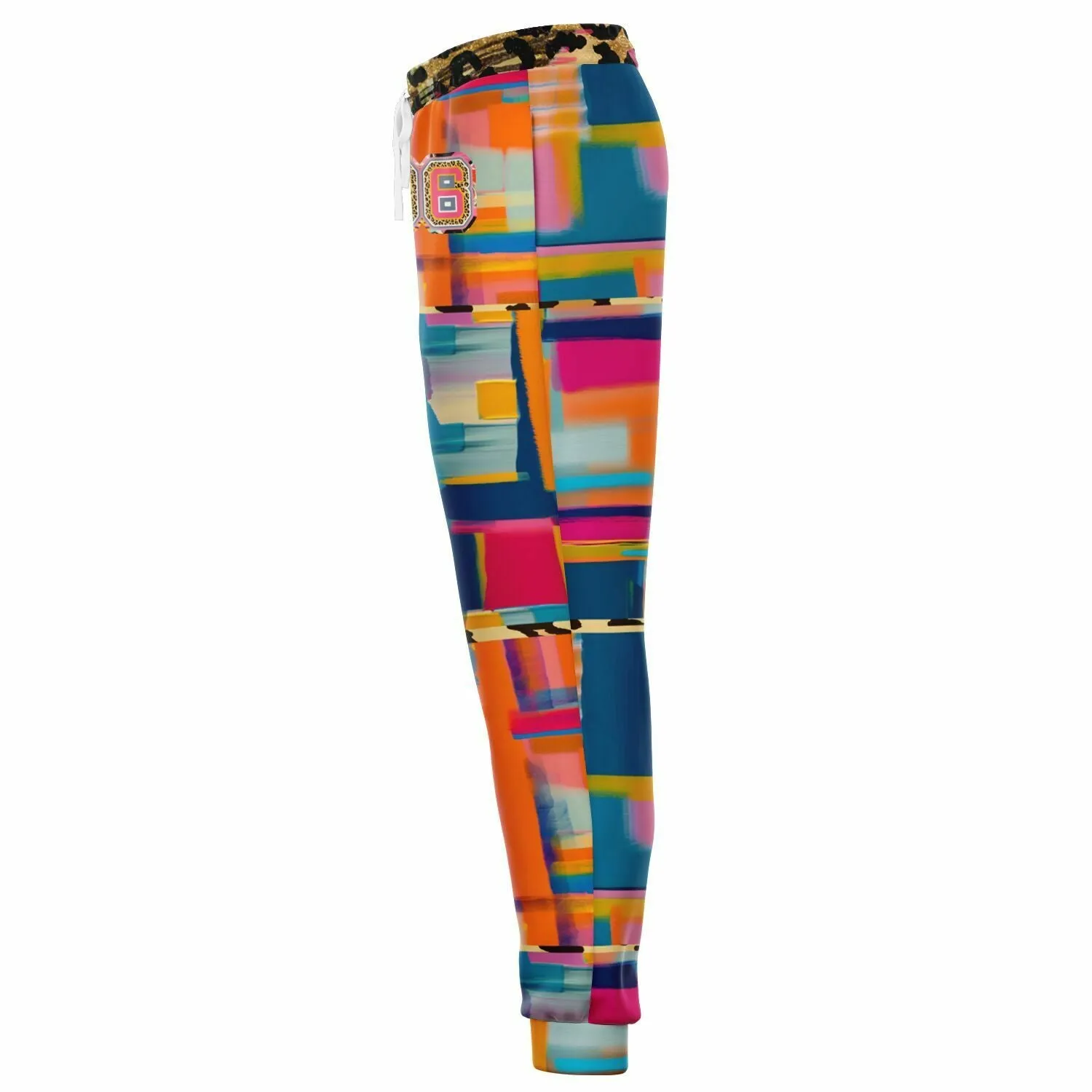 Blue Dragonfly Colorblock Patchwork Eco-Poly Unisex Joggers