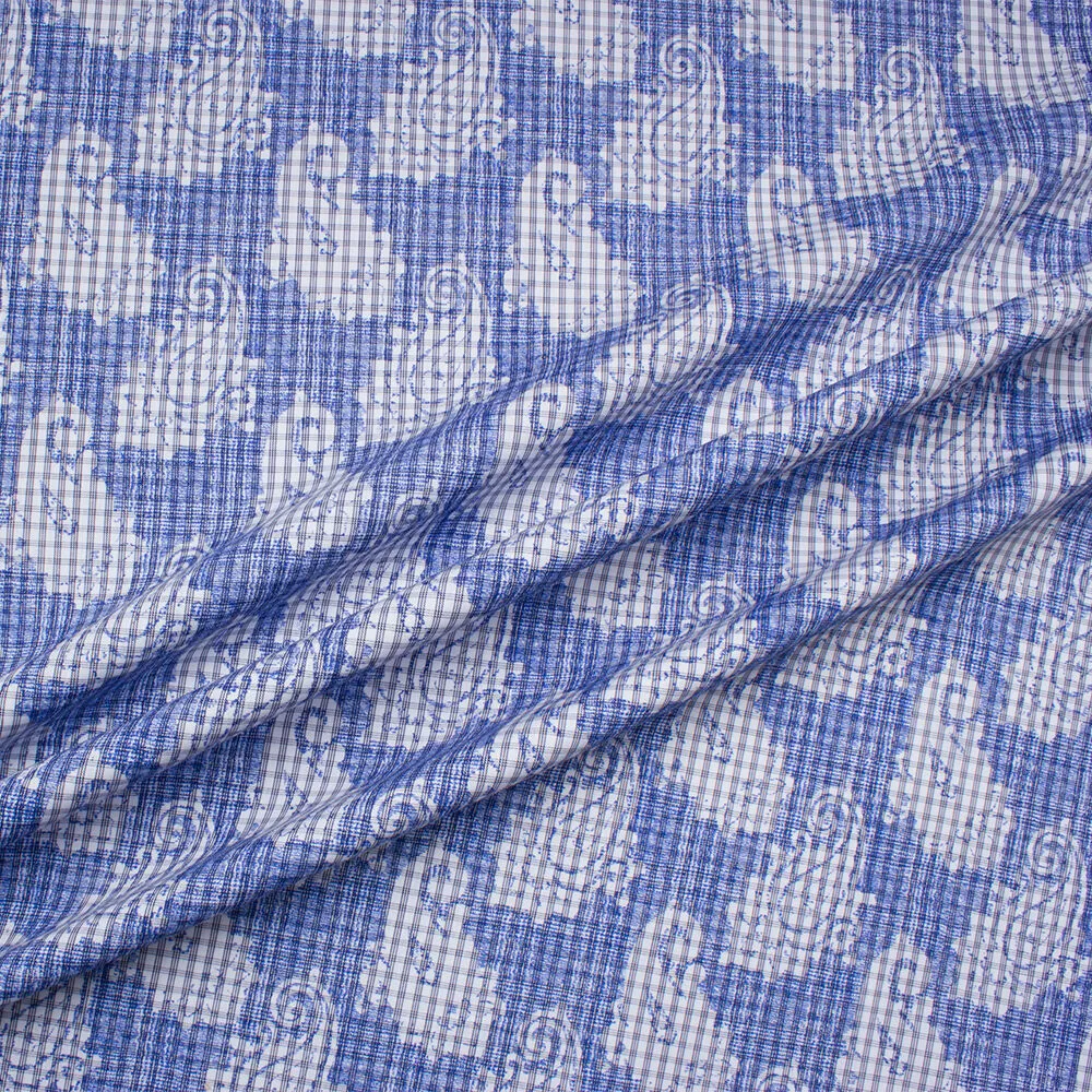 Blue/White Printed Cotton Shirting