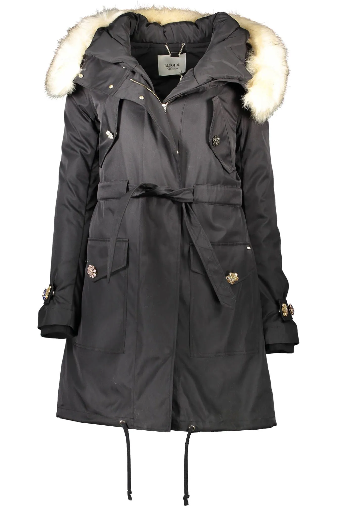 Blugirl Chic Hooded Parka with Removable Fur