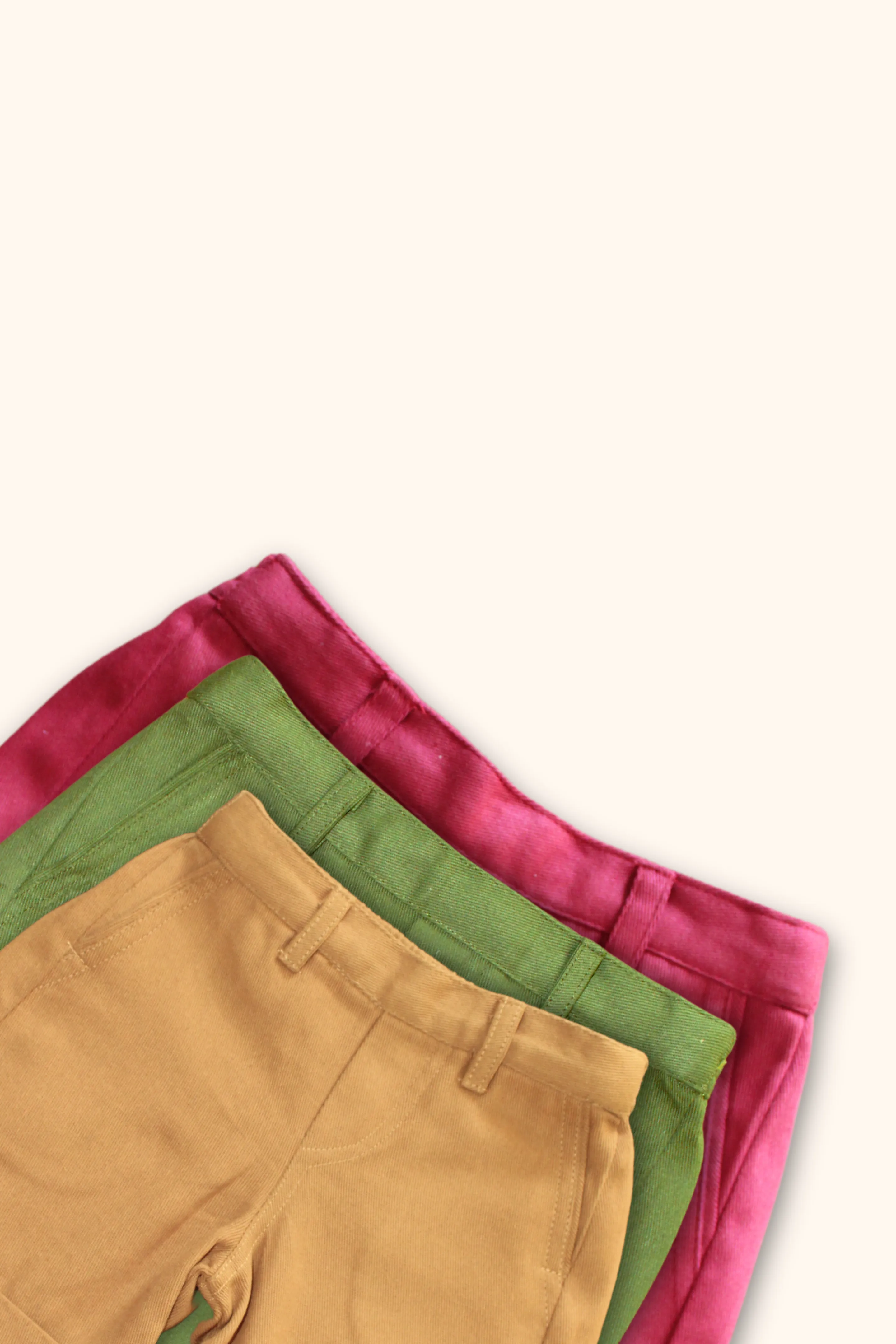 Boys 100% Cotton Shorts - Maroon - Olive - Tan