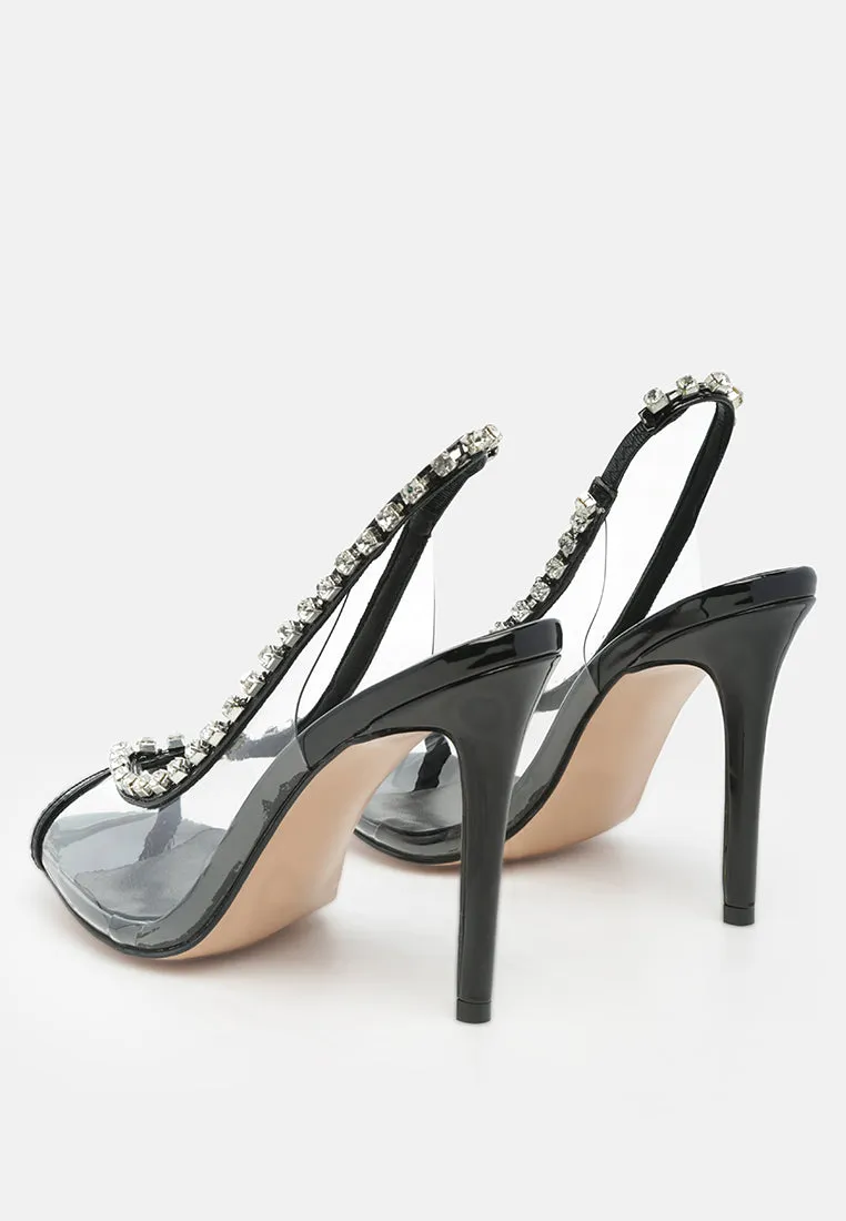 Camarine Clear Diamante Slingback High Heeled Sandals