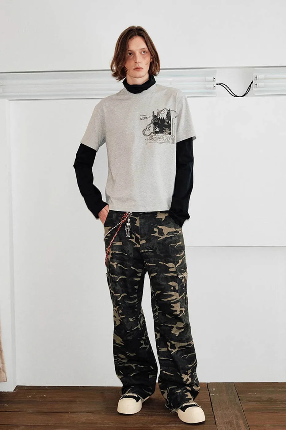 Camouflage Frayed Cargo Pants