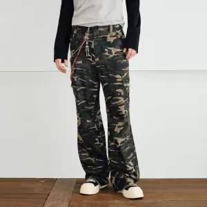 Camouflage Frayed Cargo Pants