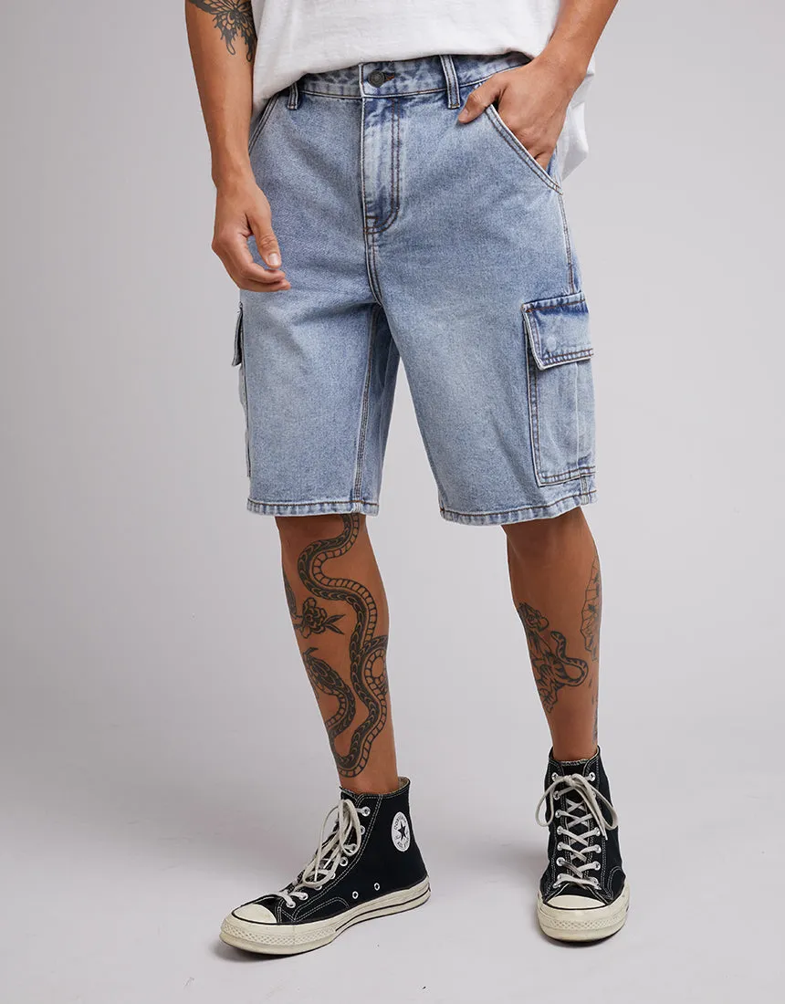 Cargo Denim Short Bleached Blue