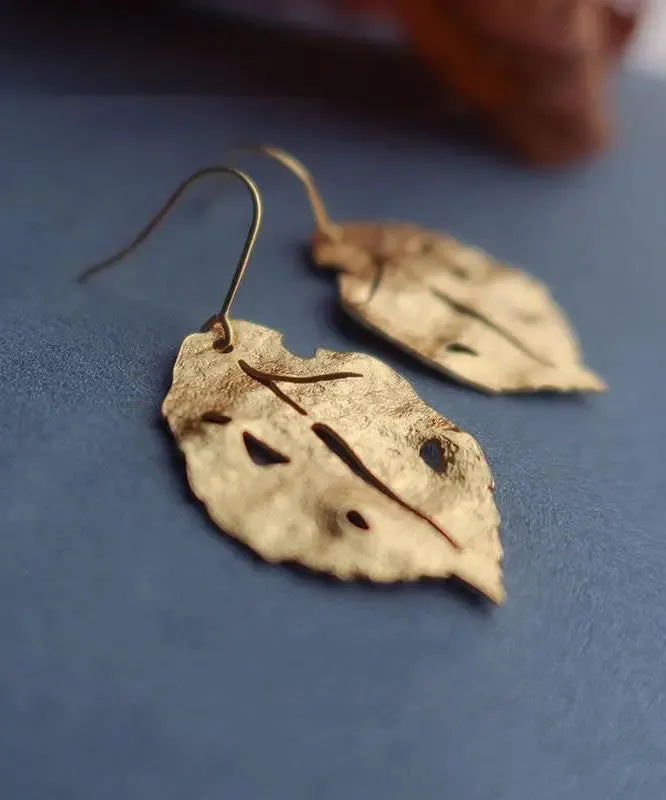 Chic Gold Copper Overgild Maple Leaf Drop Earrings ML1276