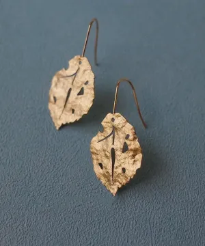 Chic Gold Copper Overgild Maple Leaf Drop Earrings ML1276