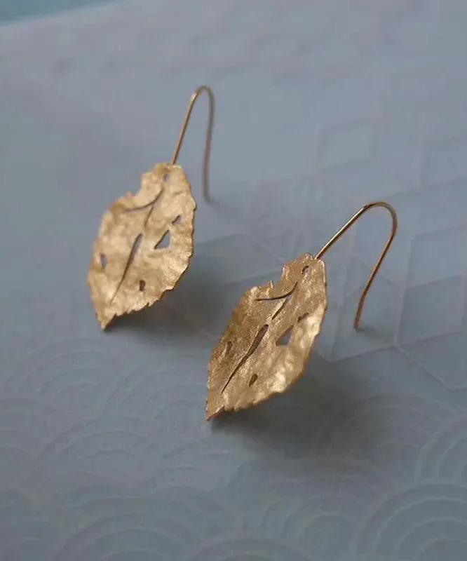 Chic Gold Copper Overgild Maple Leaf Drop Earrings ML1276