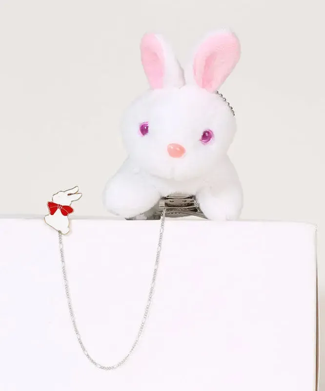 Chic Pink Alloy Chain Plush Rabbit Brooches ML1262