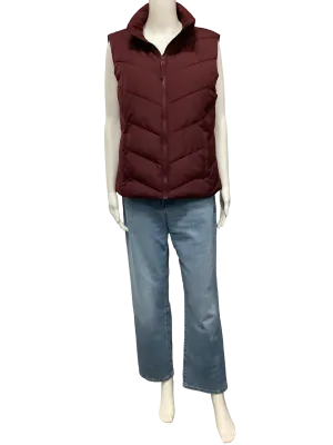 Cole Haan Vest Quilted Sleeveless Maroon Size: M