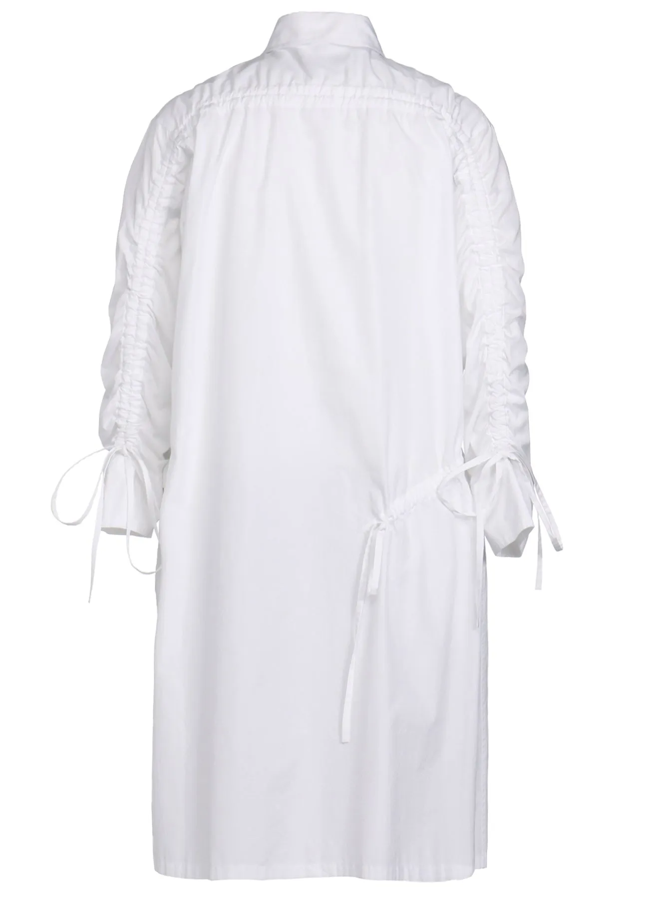 COTTON BROAD CLOTH OVERSIZED LONG SHIRT WITH GATHERED STRINGS