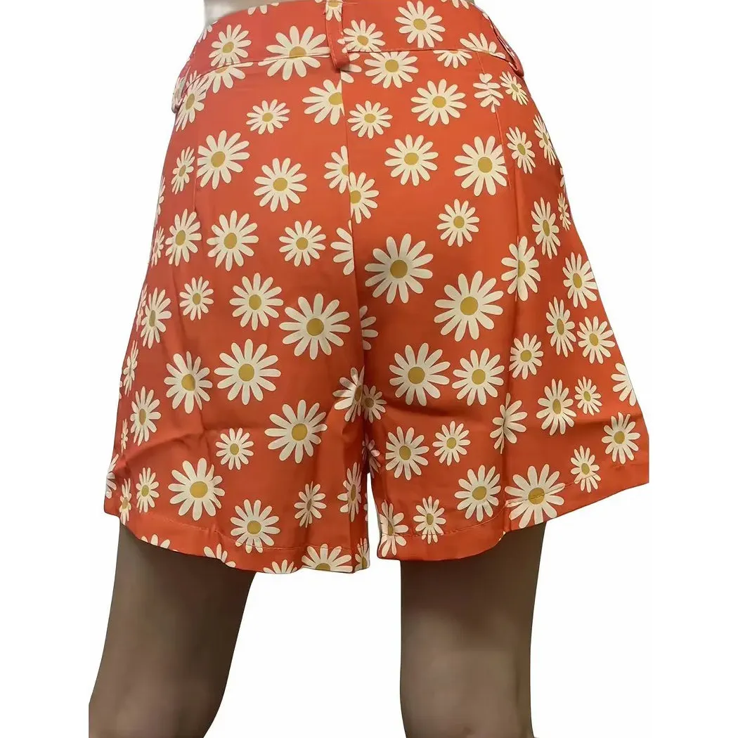 Daisy Print Versatile Shorts Casual High Waist Shorts Womens Clothing