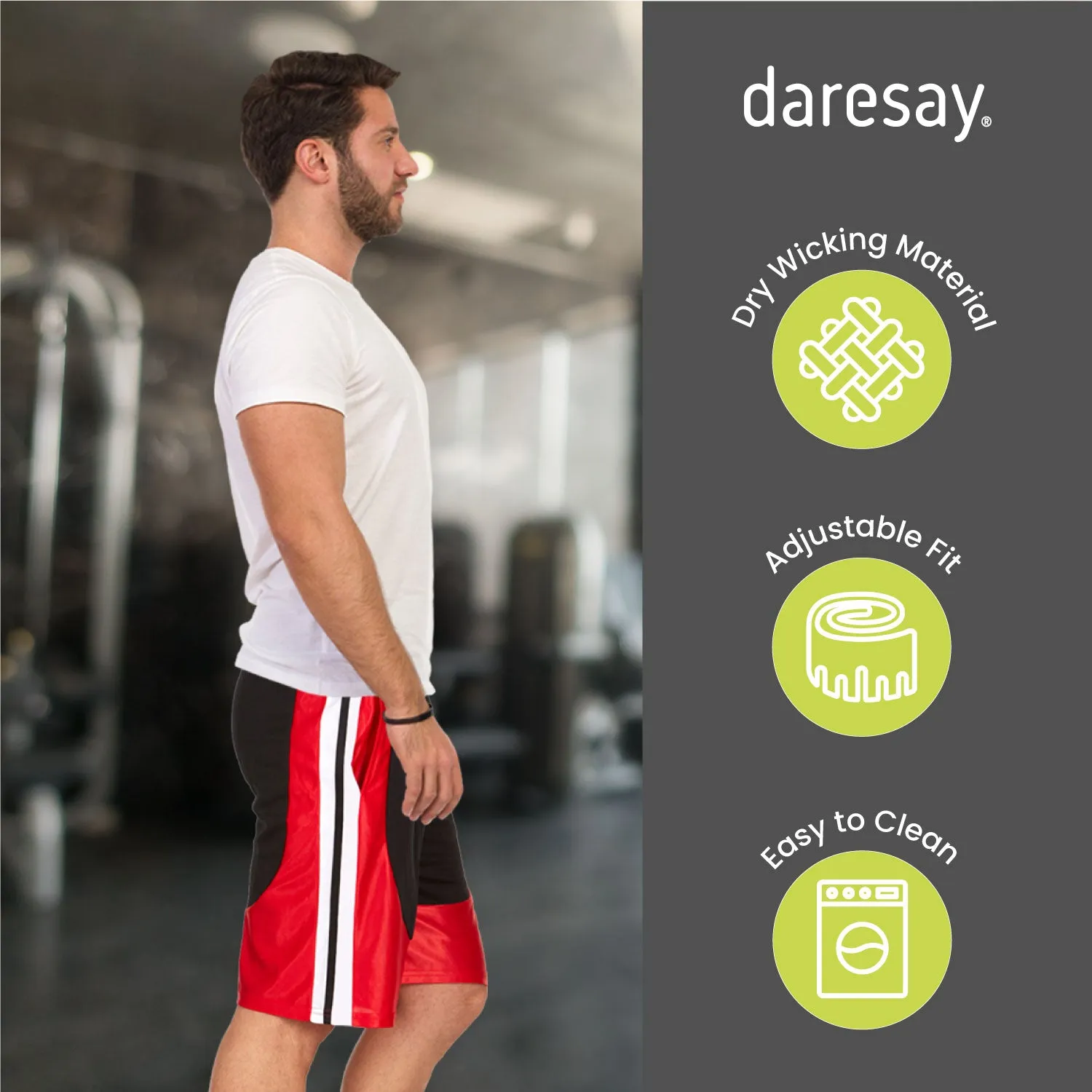 DARESAY Men's Athletic Shorts with Pockets, Workout Shorts Active for Men