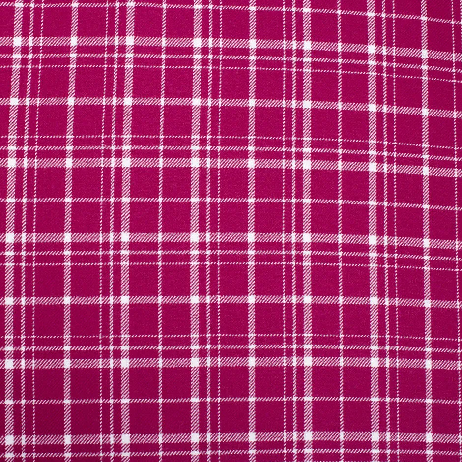 Deep Pink & White Pure Wool Tartan