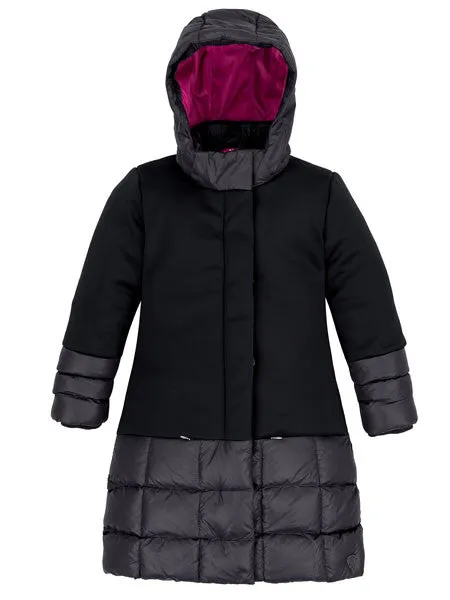 Deux Par Deux Puffy Long Coat Black Girls Size 8