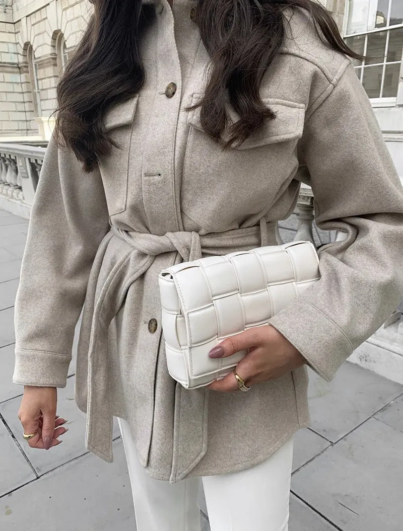 elveswallet Chic Turn Down Collar Elegant Wool Coats