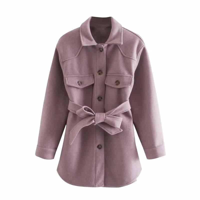 elveswallet Chic Turn Down Collar Elegant Wool Coats