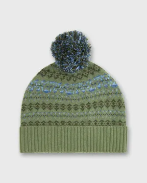 Fair Isle Beanie in Olive Multi Extra Fine Merino