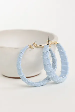 FINAL SALE - Blakely Light Blue Denim Hoop Earrings