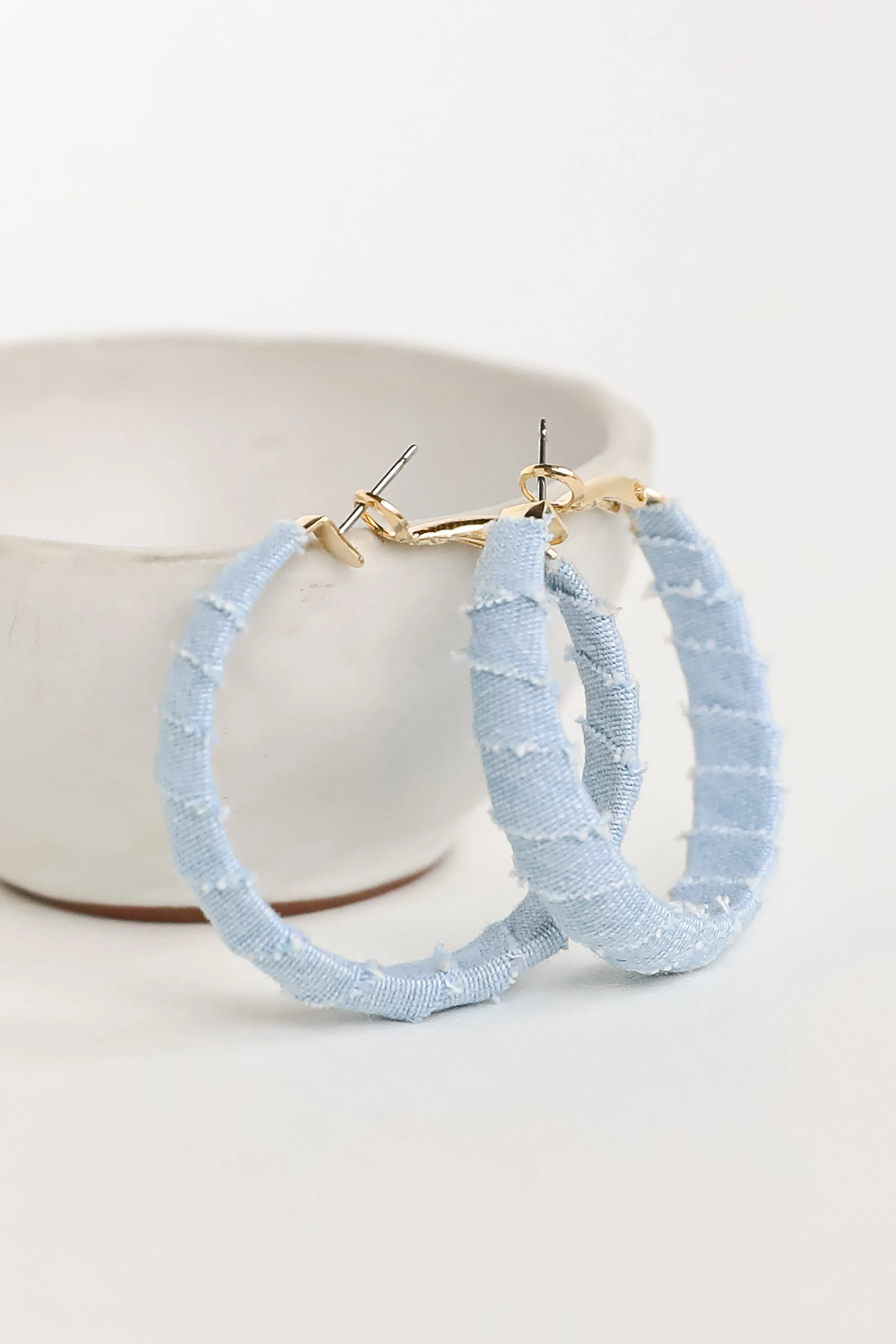 FINAL SALE - Blakely Light Blue Denim Hoop Earrings