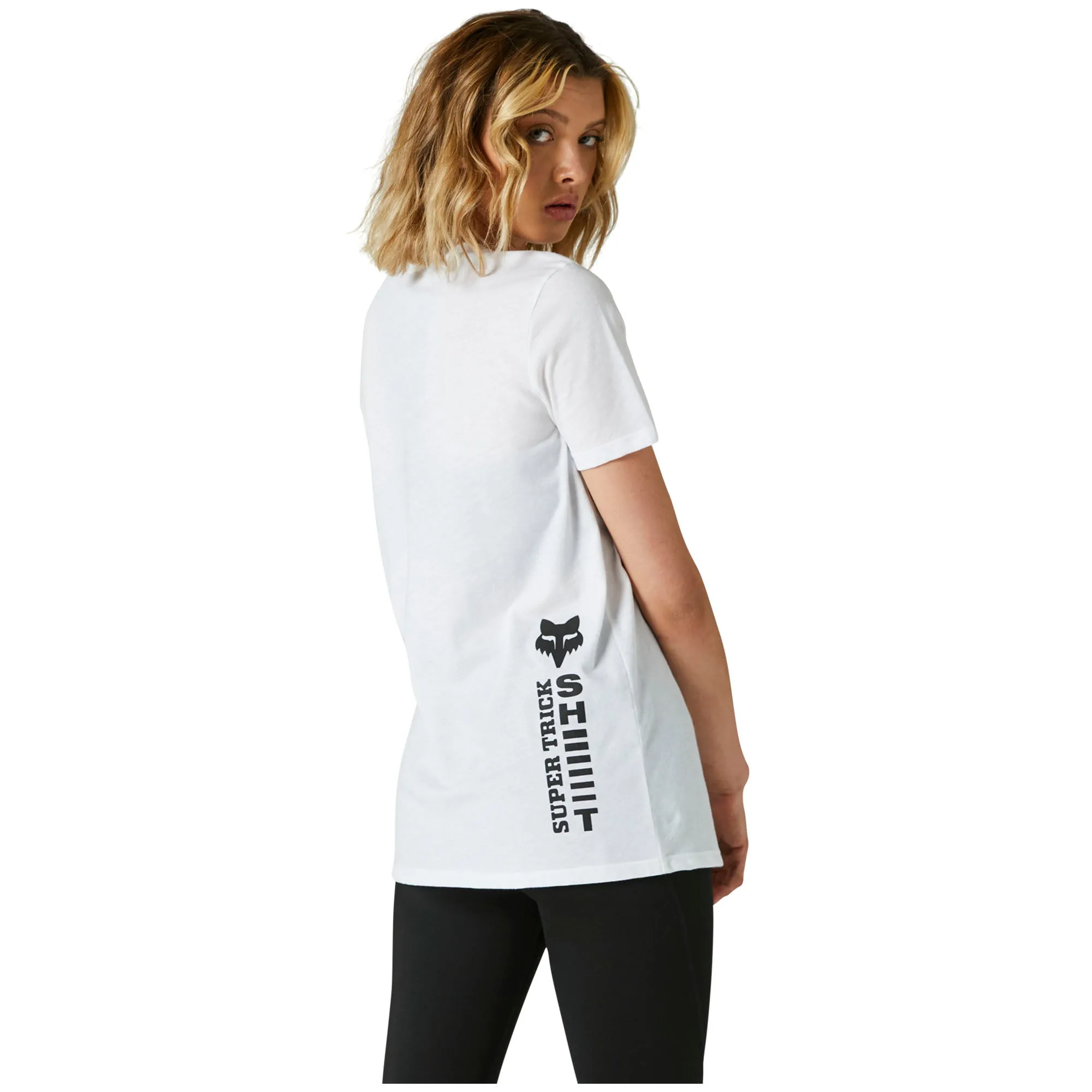 Fox Racing  Womens White Super Trik Tee T-Shirt Short Sleeve Relaxed Fit