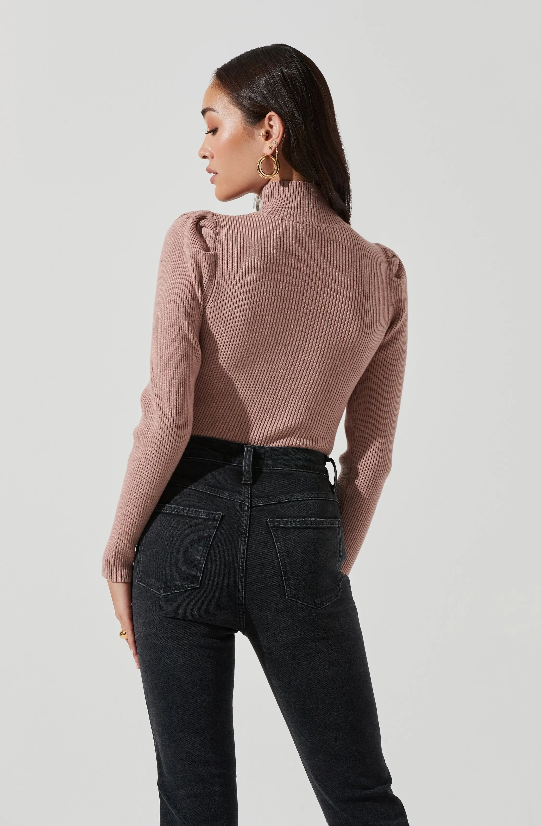 Front Cutout Long Sleeve Sweater Bodysuit