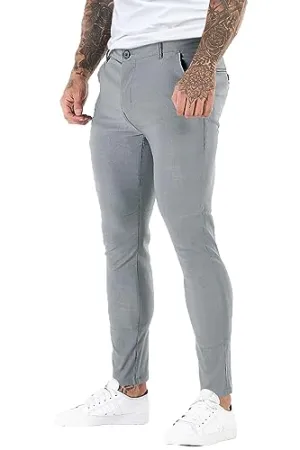 GINGTTO Grey Dress Pants for Men,Chinos Pants Men Slim Fit Stretch Size 32