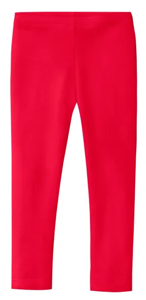 Girls Soft 100% Cotton Solid Colored Leggings | Candy Apple