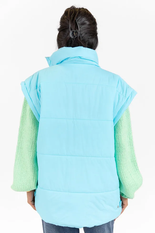 Going Upstate Blue Oversized Puffer Vest