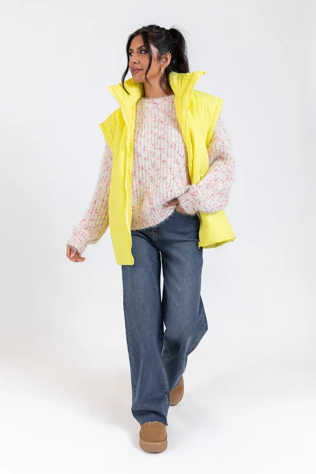 Going Upstate Yellow Oversized Puffer Vest FINAL SALE