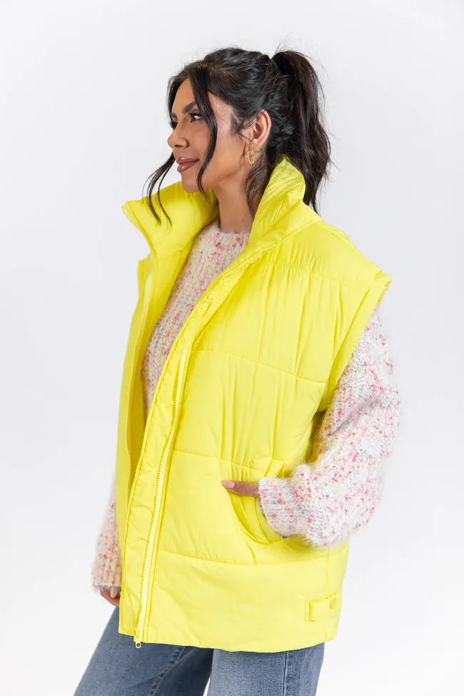 Going Upstate Yellow Oversized Puffer Vest FINAL SALE