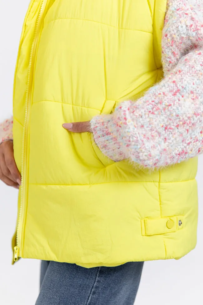 Going Upstate Yellow Oversized Puffer Vest FINAL SALE