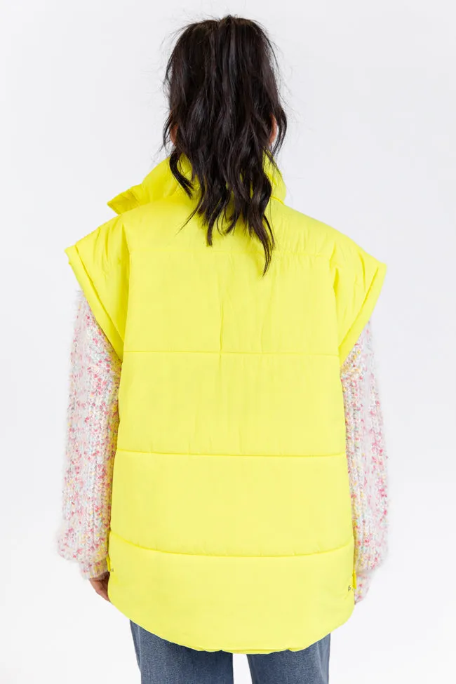 Going Upstate Yellow Oversized Puffer Vest FINAL SALE