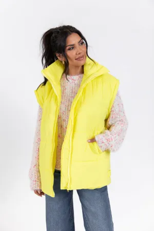 Going Upstate Yellow Oversized Puffer Vest FINAL SALE