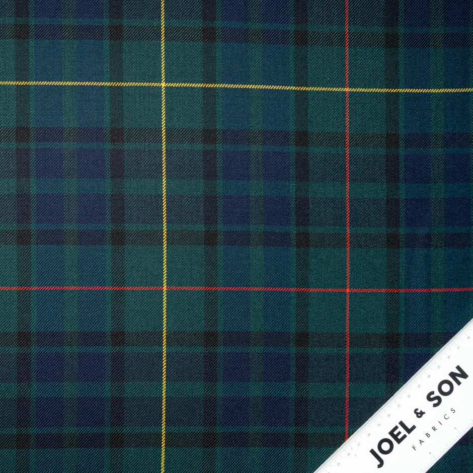 Green & Multi-Coloured Pure Wool Tartan